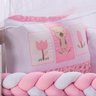 Kit Berço Trança Encanto Menina Ursinha Flores Rosa 12 Peças - 3