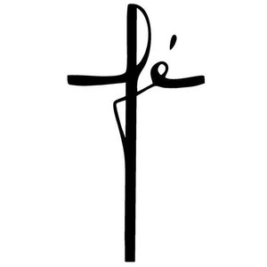 Adesivo Jesus Cristo Cruz Evangélico 30cm Altura:preto