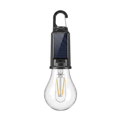Kit 2 Lâmpada Solar Camping Recarregável Usb Mosquetão T05