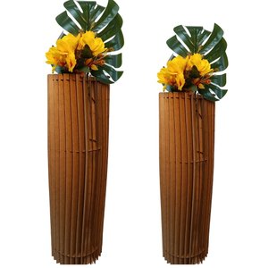 Vaso de Chão Decorativo Grande Torre -:mdf Cru/kit com 2 - 70x20cm e 60x20cm