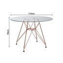 Ver imagem 3 de Conjunto Jantar Mesa Vidro Redonda 110cm com 4 Poltronas Pretas Ferro Cobre Preto