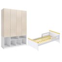 Ver imagem 2 de Quarto Infantil Cama com Grades Petit e Guarda Roupa Curió 4 Portas Madeiraoriginals Branco/Natural