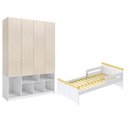 Ver imagem 2 de Quarto Infantil Cama com Grades e Guarda Roupa Petit/Curió 4 Portas Casatema MadeiraOriginals Natural