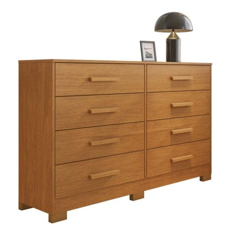 Cômoda Olga 8 Gavetas MDF-MDP com Puxador em MDF Cinamomo JCM Movelaria