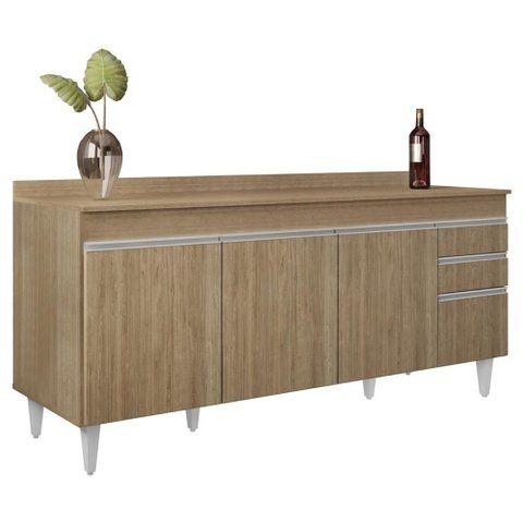 Balcão de Cozinha para Pia com Tampo 180cm Dallas Castanho - Lumil