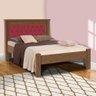 Cama Casal Em MDF Reforçada Castanho Com Capitonê Vinho Mega Fênix - 1