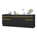 Ver imagem 3 de Kit 2 Balcões com Rodapé Gabinete Pia 150 Cm e Cooktop 70 Cm Veneza Gb Multimóveis Mp2108 Preto