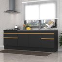 Ver imagem 1 de Kit 2 Balcões com Rodapé Gabinete Pia 150 Cm e Cooktop 70 Cm Veneza Gb Multimóveis Mp2108 Preto