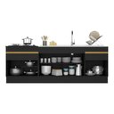 Ver imagem 5 de Kit 2 Balcões com Rodapé Gabinete Pia 150 Cm e Cooktop 70 Cm Veneza Gb Multimóveis Mp2108 Preto