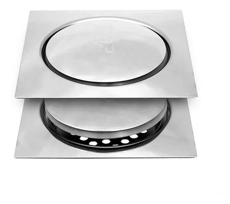 Ralo Inteligente Click Para Banheiro 10x10 Cm Inox - 5