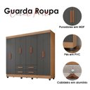 Ver imagem 4 de Guarda Roupa Casal Ambiente Porto 8 Portas Nature Cinza – Móveis Leão
