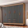 Guarda Roupa Casal Ambiente Porto 8 Portas Nature Cinza – Móveis Leão - 1
