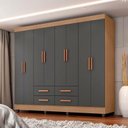 Ver imagem 1 de Guarda Roupa Casal Ambiente Porto 8 Portas Nature Cinza – Móveis Leão