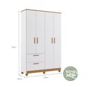 Ver imagem 4 de Guarda-Roupa Infantil 100% MDF 4 Portas e 2 Gavetas 129cm Multimóveis Crper-GRP134 Branco/Madeirado
