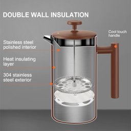 Secura Cafeteira French Press de Aço Inoxidável 1 Litro com 2 Telas Extras - 5