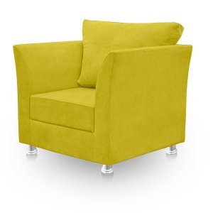 01 Poltrona Lisboa Suede Amarelo - Pandora Decor