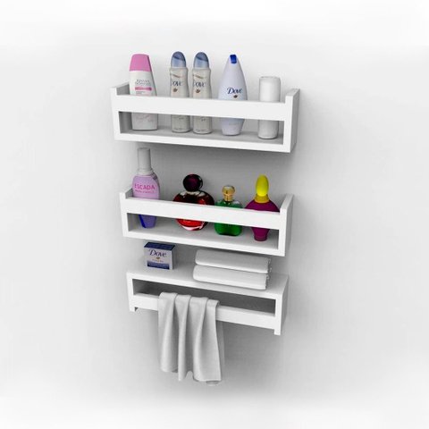 Kit 3 Prateleiras para Cosméticos 30x12x11,5cm