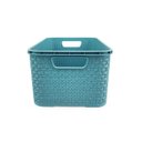 Ver imagem 6 de Cesto Caixa Organizadora Rattan de Plástico Resistente Médio Com Tampa Capacidade 8 Litros:Verde