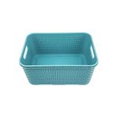 Ver imagem 5 de Cesto Caixa Organizadora Rattan de Plástico Resistente Médio Com Tampa Capacidade 8 Litros:Verde