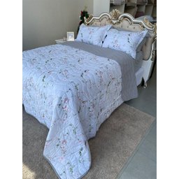 EDREDOM KING TOQUE ACETINADO LUXO FLOR ROMANTICA ALTENBURG - 1