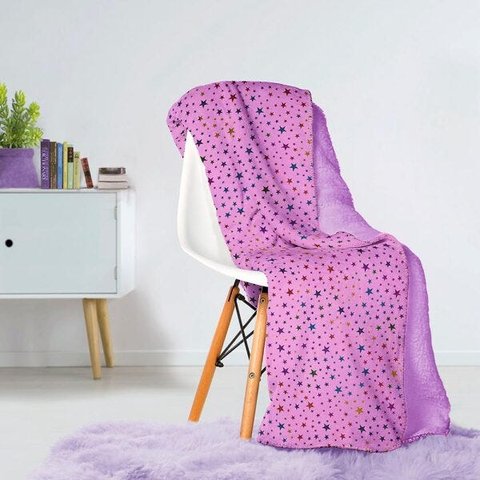 Manta Infantil Dupla Face Fleece/Sherpa Estrelas Lepper