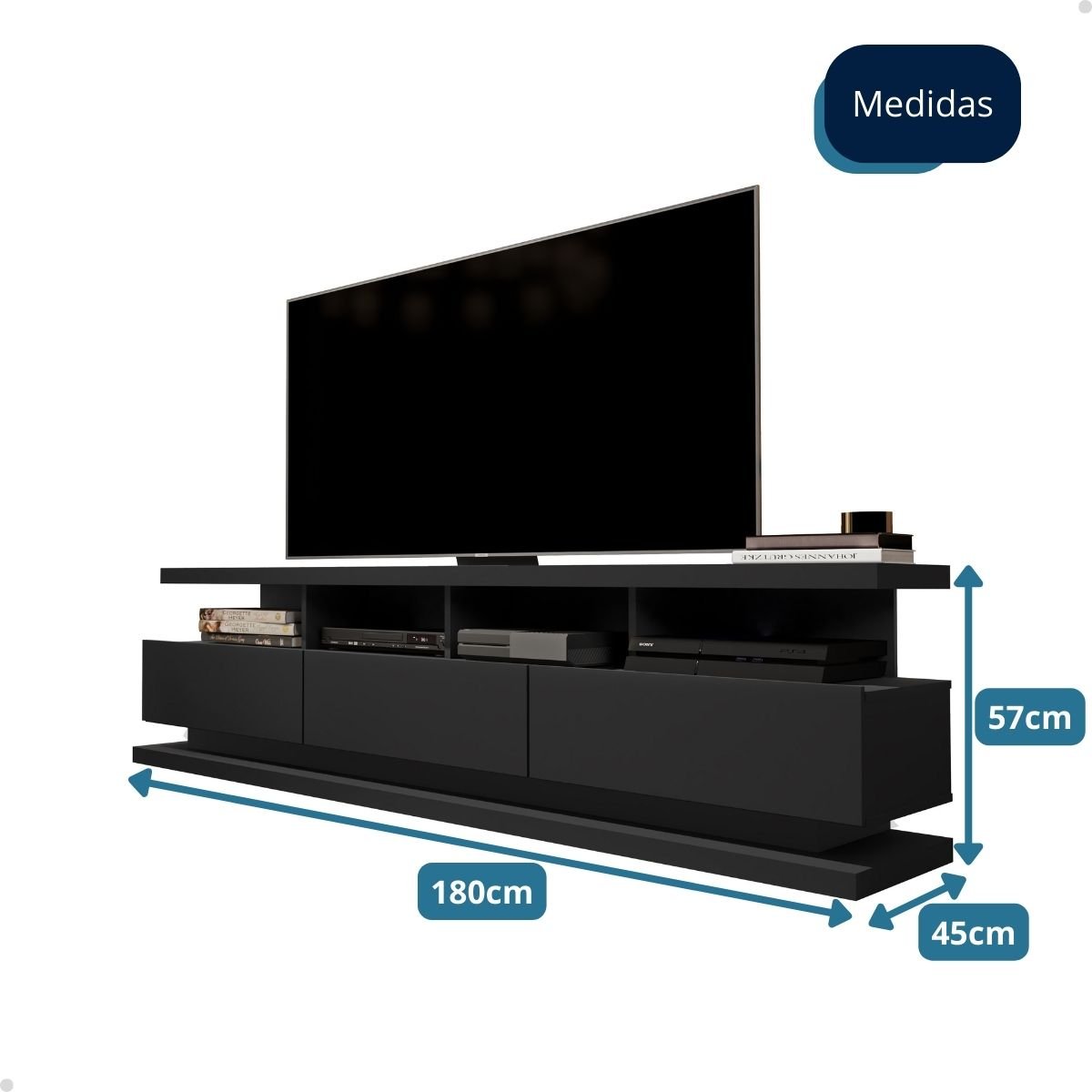 Rack para Sala Tv até 65 Polegadas - Preto - Mod.2015 - 7