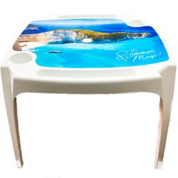 Kit Mesinha Branca com Porta Copo + Cadeira Praia Infantil - 8