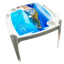 Kit Mesinha Branca com Porta Copo + Cadeira Praia Infantil - 7