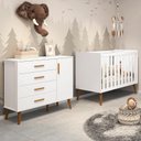 Ver imagem 2 de Jogo de Quarto Infantil Isis Cômoda 1 Porta e Berço Branco - Reller Móveis