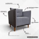 Ver imagem 3 de Poltrona Decorativa para Sala Recepção Consultório Aviv Luxo Corino e Linho