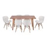 Conjunto Mesa de Jantar em Madeira 150x80 Vértice + 6 Cadeiras Slim - Branco - 1