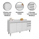 Ver imagem 5 de Kit Balcão 4 Portas e Armário Aéreo 150 Cm Lupin Branco