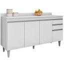Ver imagem 3 de Kit Balcão 4 Portas e Armário Aéreo 150 Cm Lupin Branco