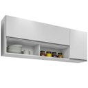 Ver imagem 4 de Kit Balcão 4 Portas e Armário Aéreo 150 Cm Lupin Branco