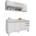 Ver imagem 1 de Kit Balcão 4 Portas e Armário Aéreo 150 Cm Lupin Branco