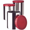 Ver imagem 2 de Porta Mantimentos Inox 3 Peças Potes Organizadores Euro - Vermelho