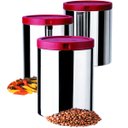 Ver imagem 1 de Porta Mantimentos Inox 3 Peças Potes Organizadores Euro - Vermelho