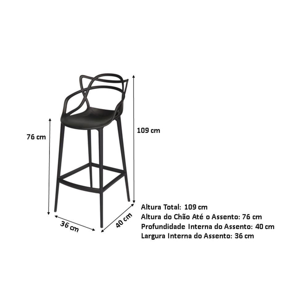 Conjunto C/2 Banqueta Allegra Alta Master Preta Cozinha Americana Balcão Polipropileno - 2