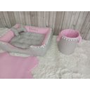 Ver imagem 6 de Kit Pet Caes e Gatos Cesto Organizador Cama P Personalizada Jogo Americano Rosa Caminha P com Ziper