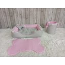 Ver imagem 4 de Kit Pet Caes e Gatos Cesto Organizador Cama P Personalizada Jogo Americano Rosa Caminha P com Ziper