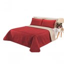 Ver imagem 1 de Cobre Leito Cobertor 2 Travesseiros Quarto Casal 2,60x2,40 Cor:vermelho Bege