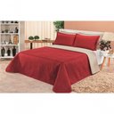 Ver imagem 2 de Cobre Leito Cobertor 2 Travesseiros Quarto Casal 2,60x2,40 Cor:vermelho Bege