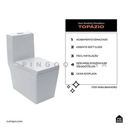 Vaso sanitário Monobloco Topázio Pingoo.casa - Branco - 2