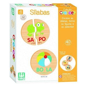 Brinquedo Educativo Sílabas Madeira Crescer Nig Brinquedos