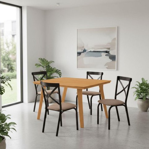 Mesa de Jantar Millena 6 Lugares Retangular Madeira Maciça 120cm