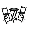 Conjunto de Mesa Bistrô Dobrável Jack Daniel's com 2 Banquetas de Madeira Preta - 1