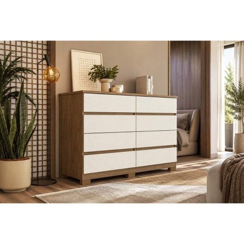 Cômoda Solteiro Roma c/8 Gavetas e 6 Pés Jatoba/Areia S. Andirá