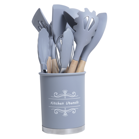 Conjunto Utensílios Silicone 12 peças Cinza