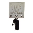 Ver imagem 1 de Porta Chaves de Parede Quadrado Pequeno - o Amor Mora Aqui