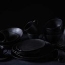 Ver imagem 3 de Prato Raso 26,5cm Cerâmica Orgânico Preto Matte Avulso Mesa Posta Jantar Porto Brasil